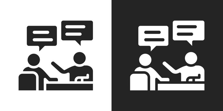 Team Discussion Icon In Black And White Glyph Style