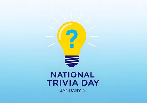 National trivia day celebration with a bright lightbulb and question mark