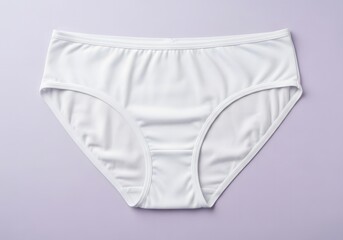 Simple white cotton women s brief underwear on a light purple background