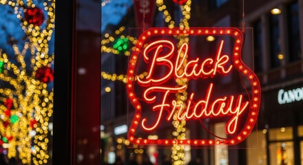 Black Friday Sales Event with Festive Lights