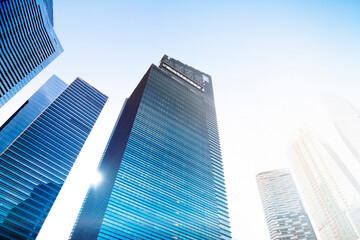 Modern skyscrapers in urban skyline