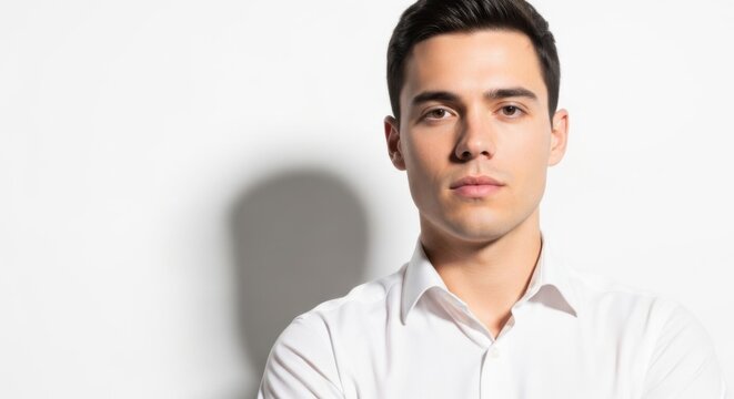 professional portrait of a confident young man in formal attire with