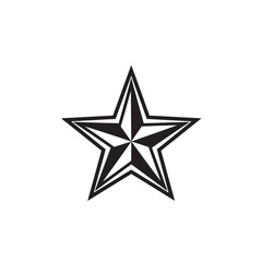 Fototapeta premium Stylized black five-point star emblem with layered geometric outline design.