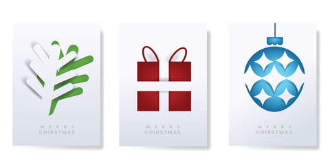 Christmas paper craft style  invitation card design vector. Christmas pine leaves, snowflake, ornamental decoration. Design illustration for cover, print, poster, ads.