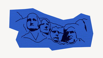 Mount Rushmore, historical sculpture , line art collage element