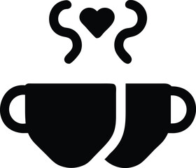 Warm coffee cup with a heart design steaming gently.