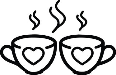 Warm coffee cup with a heart design steaming gently.