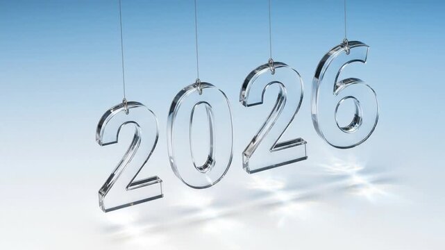 Transparent numbers displaying year 2026 against a blue gradient background