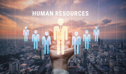 Human Resources (HR) management and corporate leadership. A concept of team building, recruitment, and employee management for company success. Motif