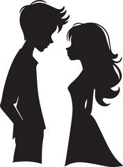 Romantic couple silhouettes embracing sweet romantic moments in artistic black and white 
