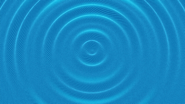 Dot pulse sound wave 3d fluid water particle music background, Music sound vibration wavy ripple backdrop. Audio pulse futuristic vector dot background, ripple motion wallpaper with blue surface