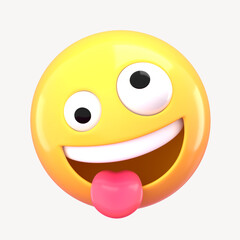 Crazy face 3D emoticon illustration graphic