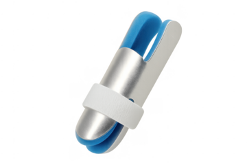 Finger splint aiding healing and rehabilitation, transparent background