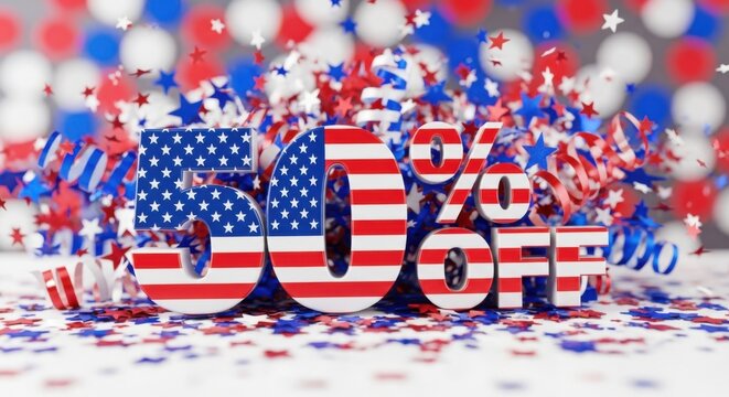 Patriotic Celebration Fifty Percent Off Discount Sale