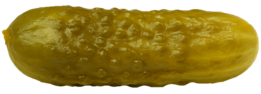 Horizontal dill pickle on white background – crisp and realistic