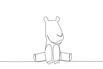 Obraz premium One line drawing of cute baby camel sitting with small hump and gentle muzzle, a wildlife concept for cute wild animals cartoon sitting, ideal for nursery posters, stickers, and playful kids branding