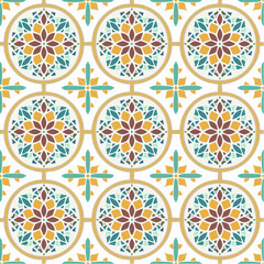 Moroccan tiles. Seamless geometric pattern. Vector illustration of oriental Arabic ornament.