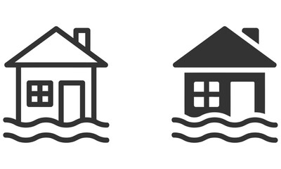  Flooded home icon vector illustration