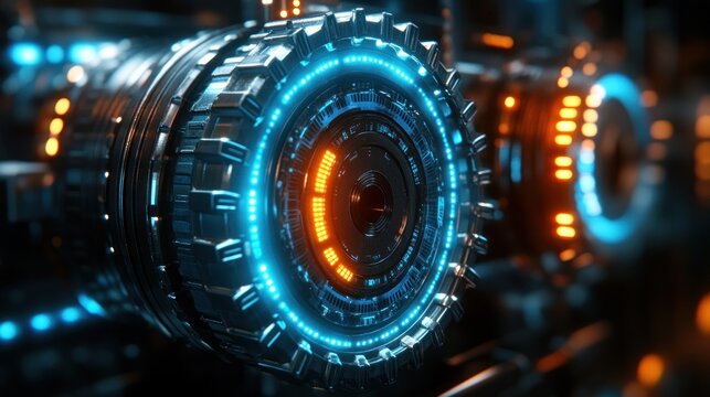 Sci-fi engine with glowing rings