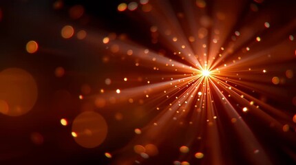 Festive starburst motion light burst golden bokeh particle glow warm radiant starburst light rays with bokeh glow festive sparkle and golden particle - Powered by Adobe