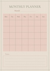 Monthly planner template design