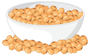 White Bowl Filled With Soybeans on White Background