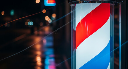 Classic Barber Pole with Red White and Blue Stripes 4.