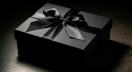 Elegant dark gift package with a stylish ribbon bow