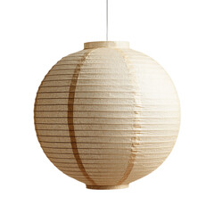 Beige paper lantern hung Isolated transparent on white background