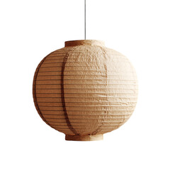 Beige paper lantern hung Isolated transparent on white background