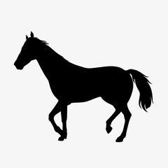 Running horse silhouette clipart, animal illustration