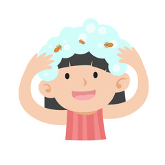 Scratching Head with Lice. Lice infection concept
