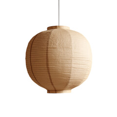Beige paper lantern hung Isolated transparent on white background