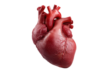 Realistic human heart organ with arteries and veins on black background anatomy medical, Isolated On White Background, Png Transparent