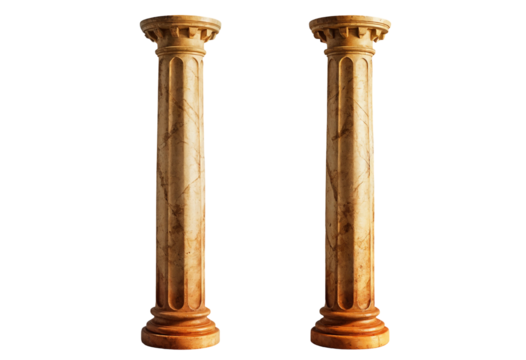 Classical Marble Columns on Transparent Background