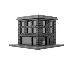 Stylized 3D Cartoon Building with Brick Facade