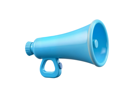 Blue 3D Megaphone for Announcements and Communication
