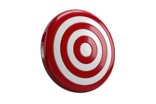 Red and white circular target with concentric rings on black background bullseye archery 1, Isolated On White Background, Png Transparent