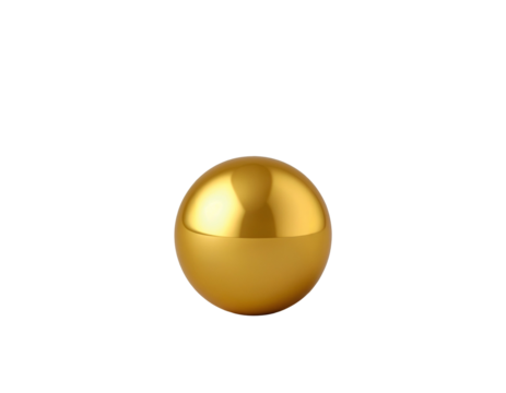 Shiny Golden Sphere on Transparent Background