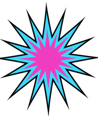 Vibrant Pink and Blue Starburst with Sparkling Effects