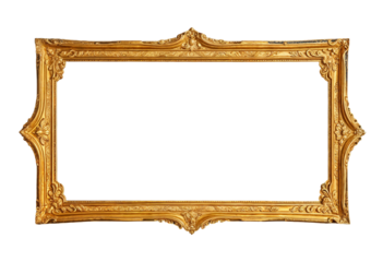 Ornate Golden Picture Frame with Transparent Background