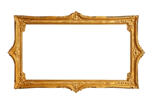 Ornate Golden Picture Frame with Transparent Background