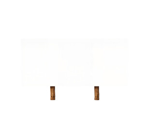 Blank White Rectangular Signboard with Wooden Posts on Transparent Background