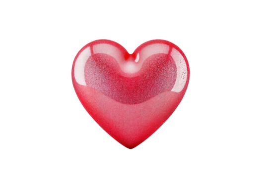 Glossy Red 3D Heart Symbol on Transparent Background