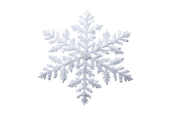 White snowflake ornament with intricate branches on black background winter, Isolated On White Background, Png Transparent