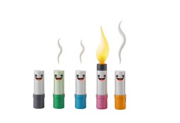 Cute Cartoon Candles with Happy Faces and Smoke
