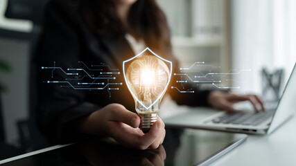 AI-powered cybersecurity. Intelligent system acts as a digital shield cyber security, providing security network protection and data security against online cyber threats and viruses. Fermion