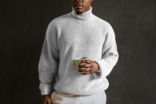 PNG turtleneck sweater mockup transparent, men's autumn apparel fashion design - Powered by Adobe