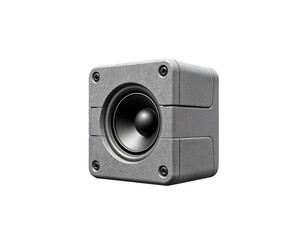 Fototapeta premium Compact Gray Cube Speaker with Transparent Background