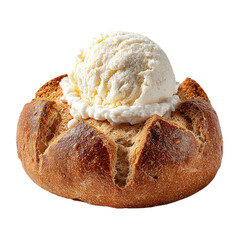 Bread with ice cream Isolated transparent on white background